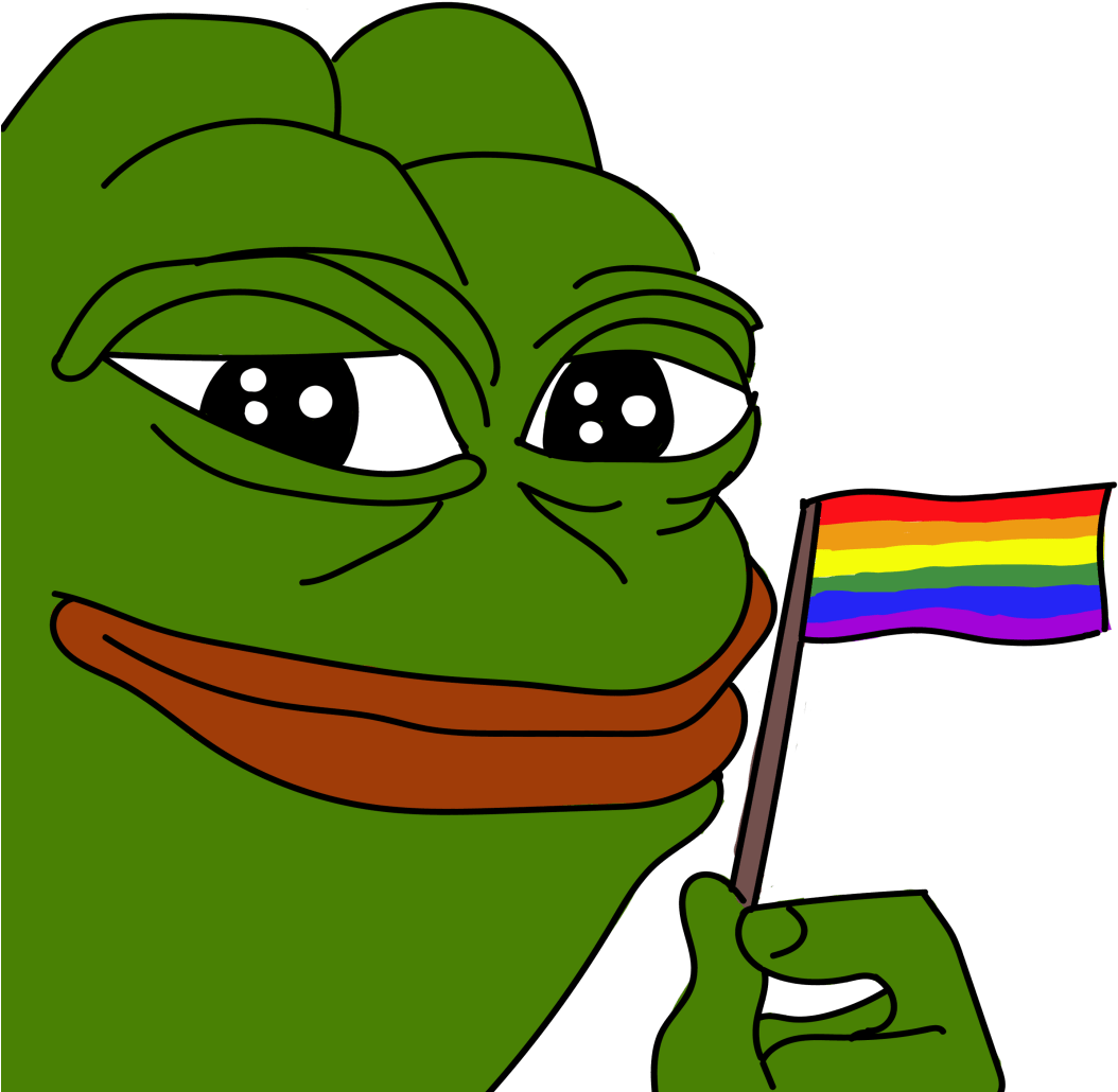 A Cartoon Of A Frog Holding A Rainbow Flag