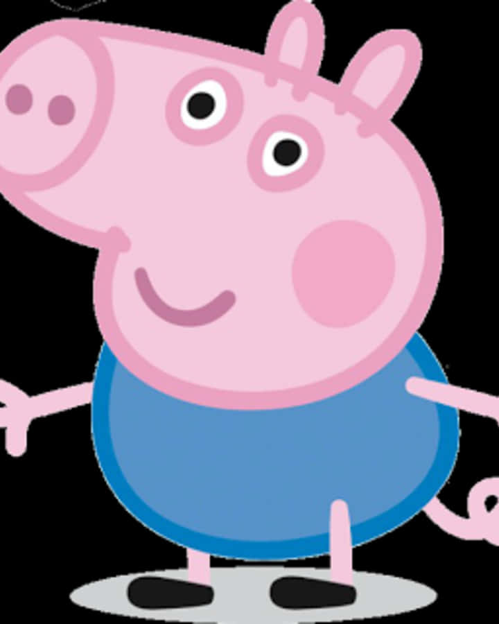 A Cartoon Pig In Blue Shirt