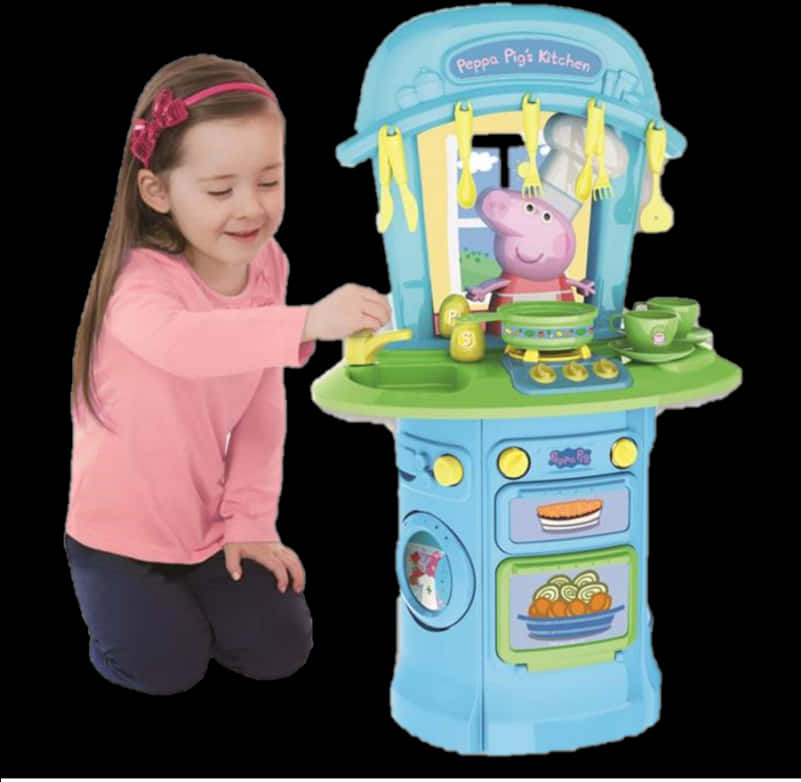 A Girl Playing With A Toy Kitchen