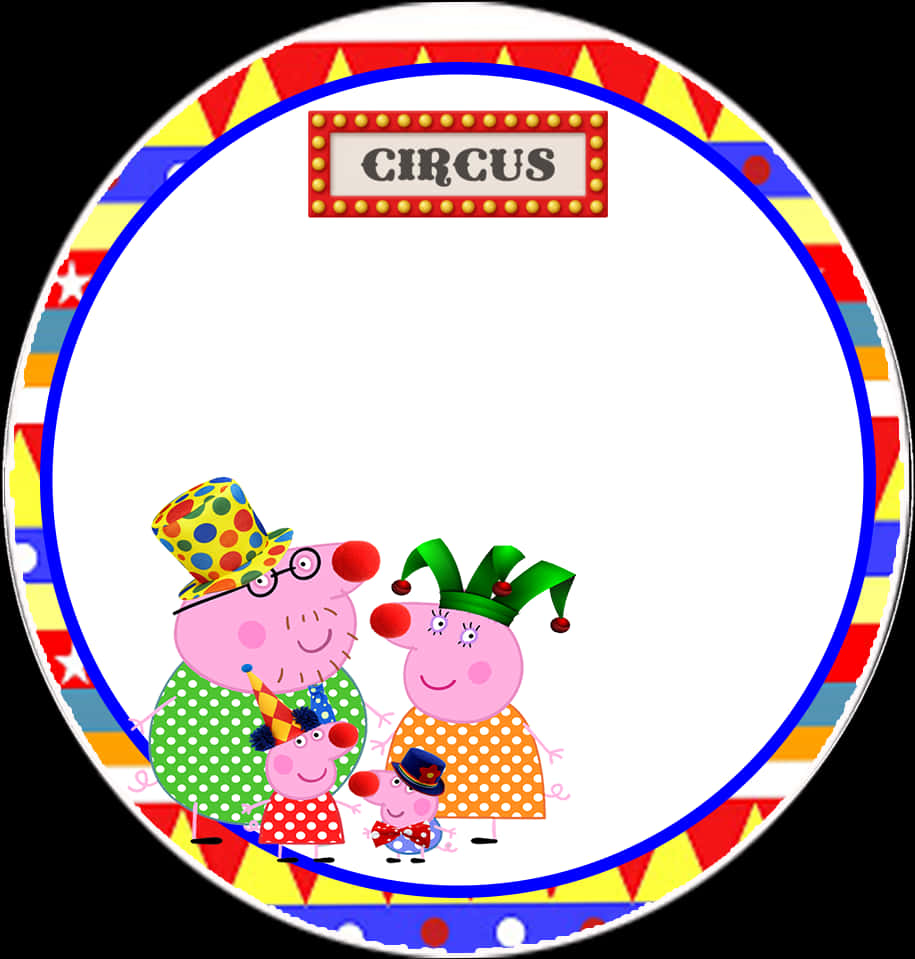 A Circular Frame With Cartoon Characters
