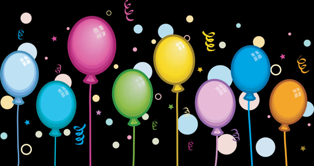 A Group Of Balloons On Sticks