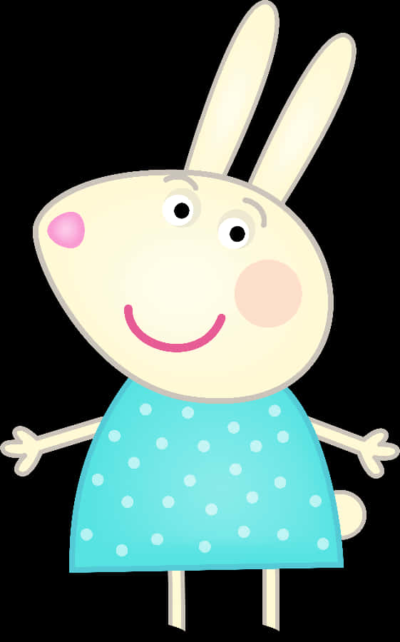 A Cartoon Rabbit With Blue Dress