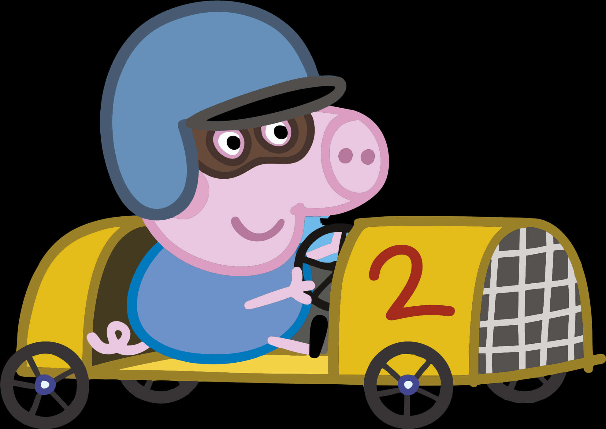 Cartoon Pig In A Race Car