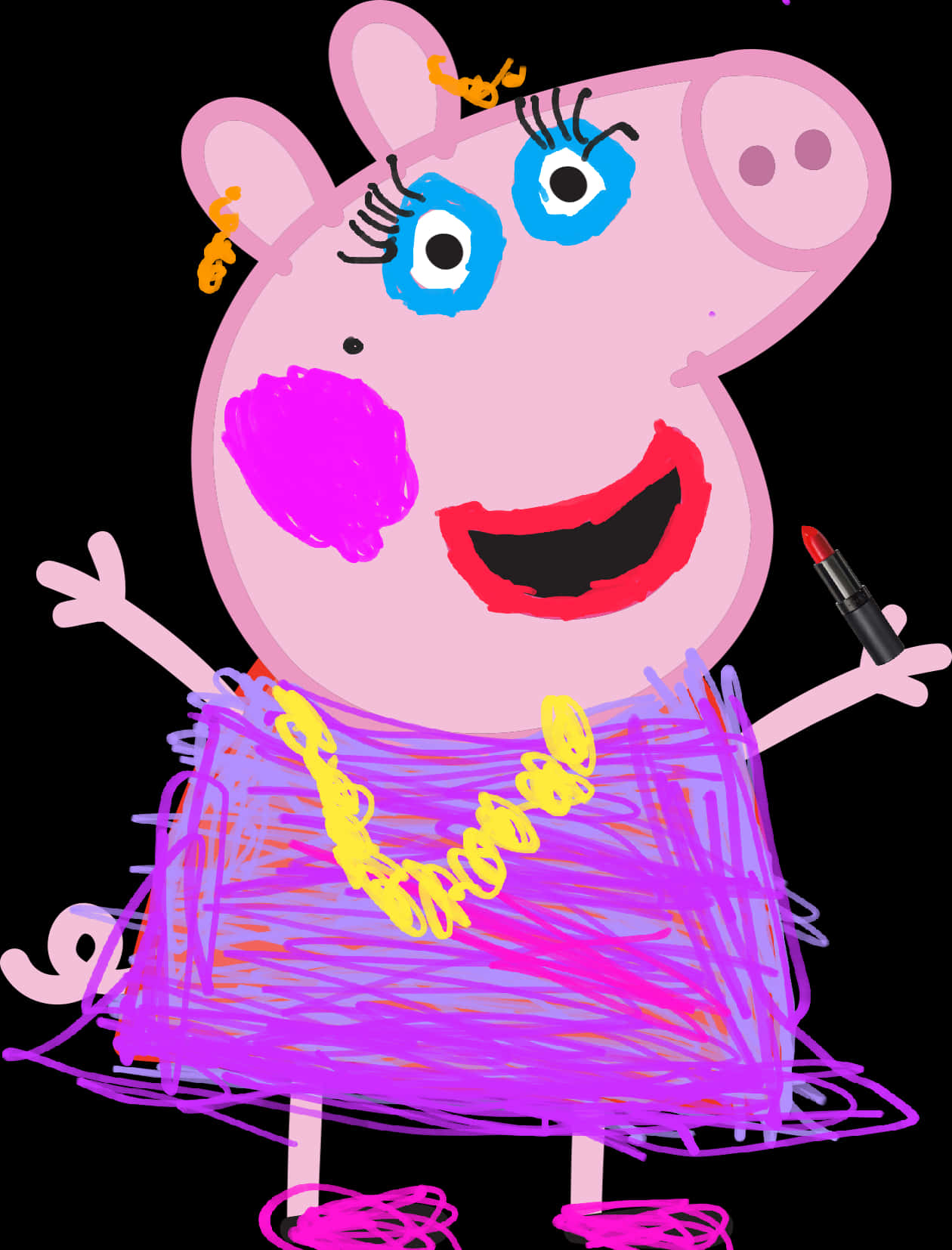A Cartoon Pig With Lipstick