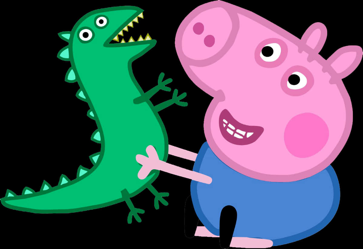 A Cartoon Of A Pig And A Crocodile