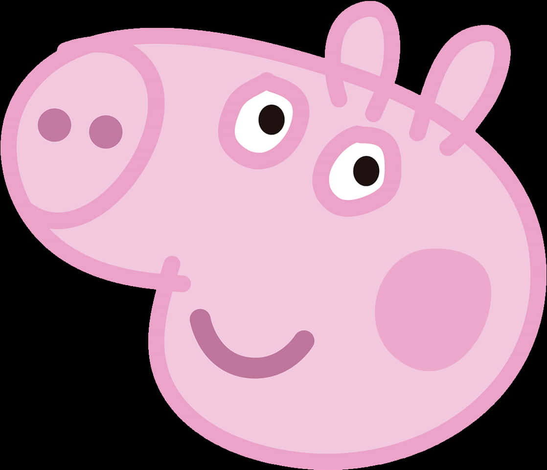A Cartoon Pig Head With Black Background