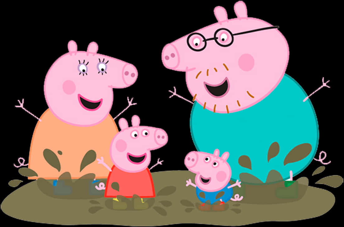 A Group Of Cartoon Pigs