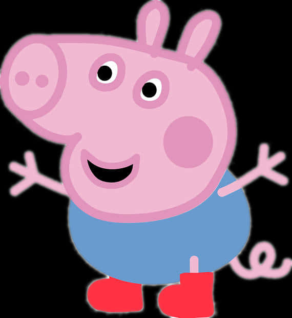 A Cartoon Pig With Red Boots