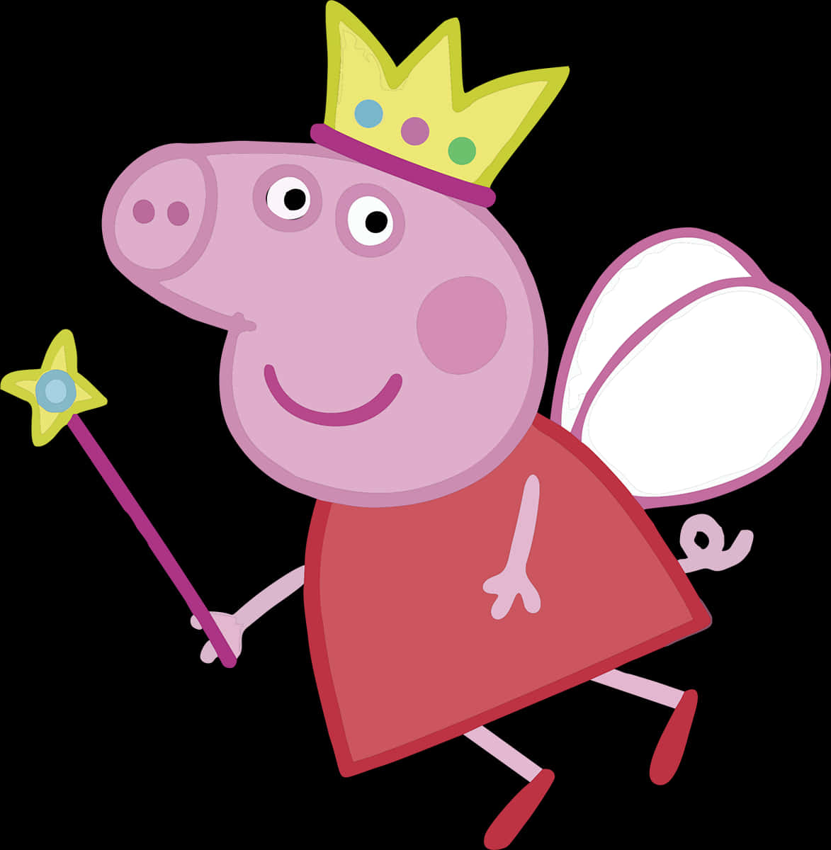 A Cartoon Pig Wearing A Crown And Holding A Magic Wand
