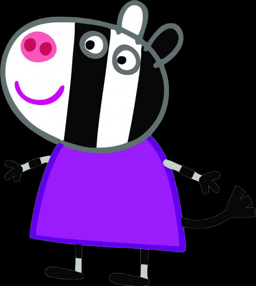 A Cartoon Cow In A Purple Dress