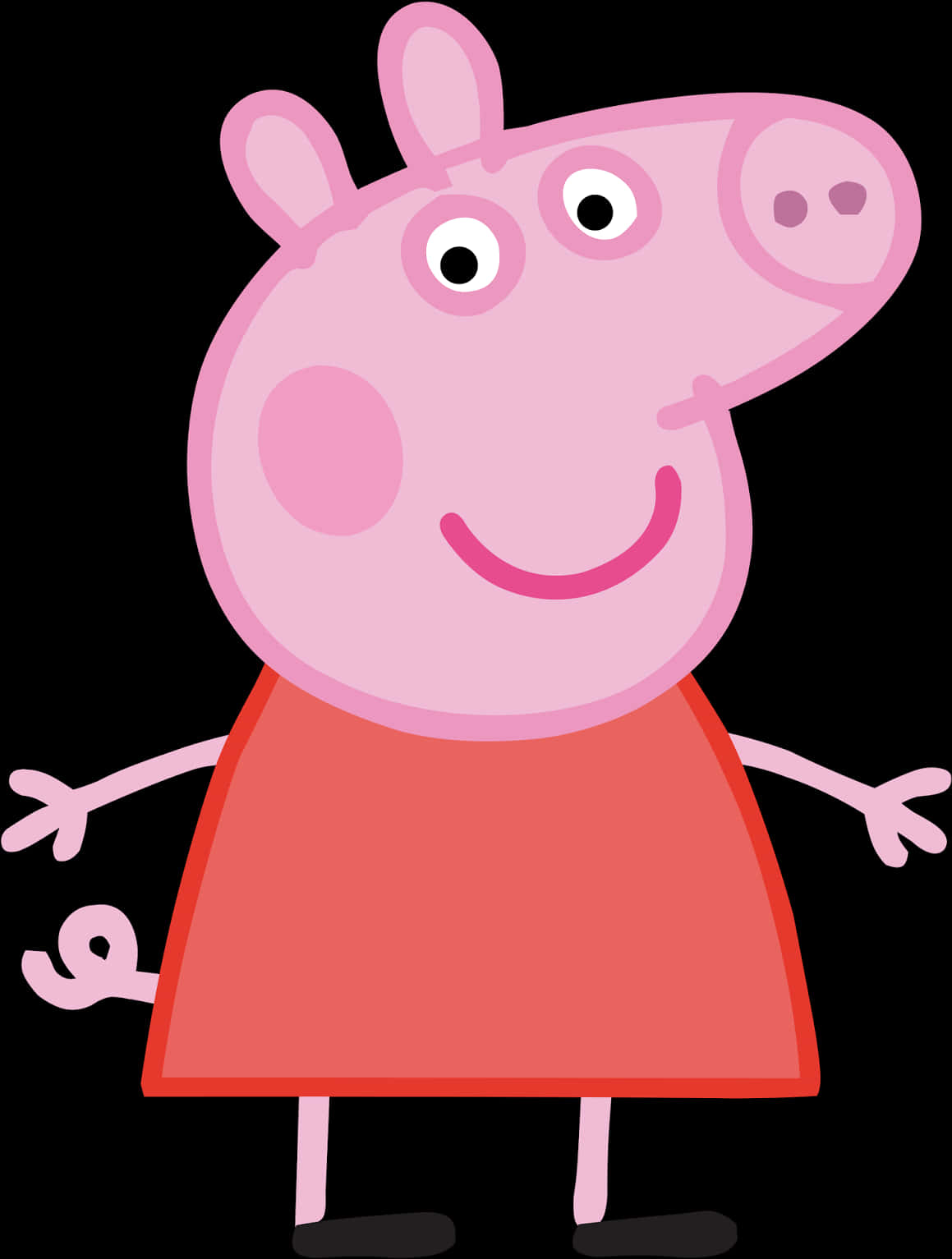 A Cartoon Pig In A Red Dress