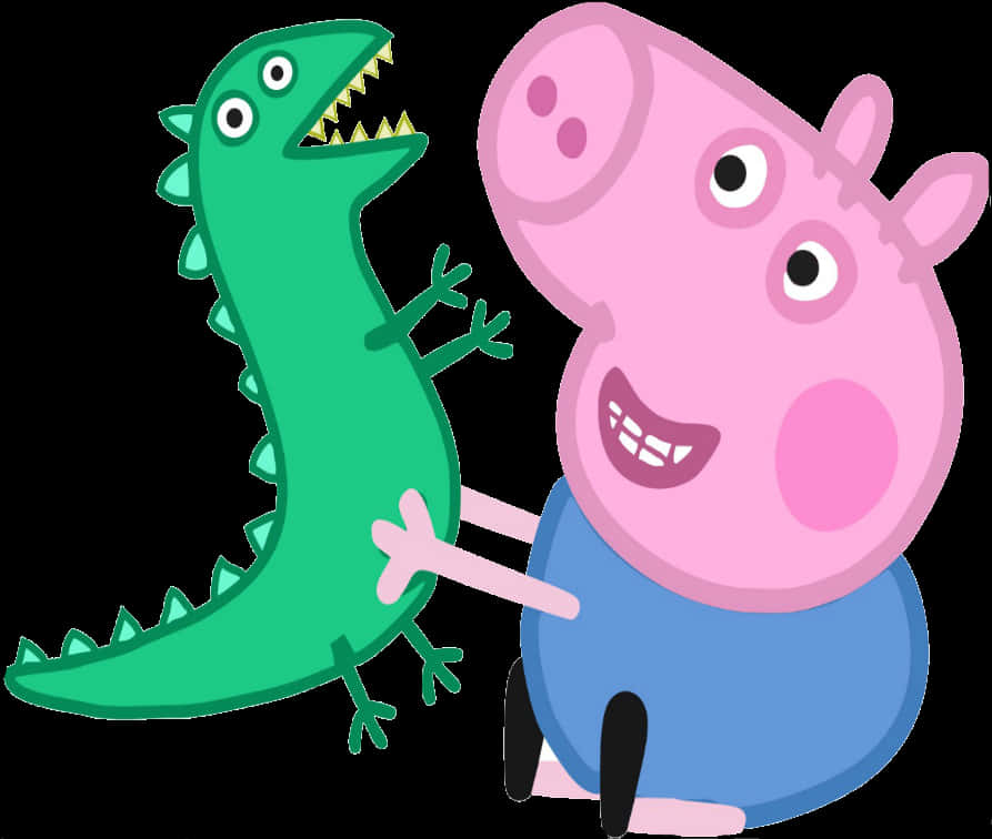 A Cartoon Of A Pig And A Crocodile