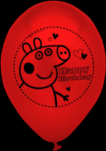 A Red Balloon With A Cartoon Pig On It