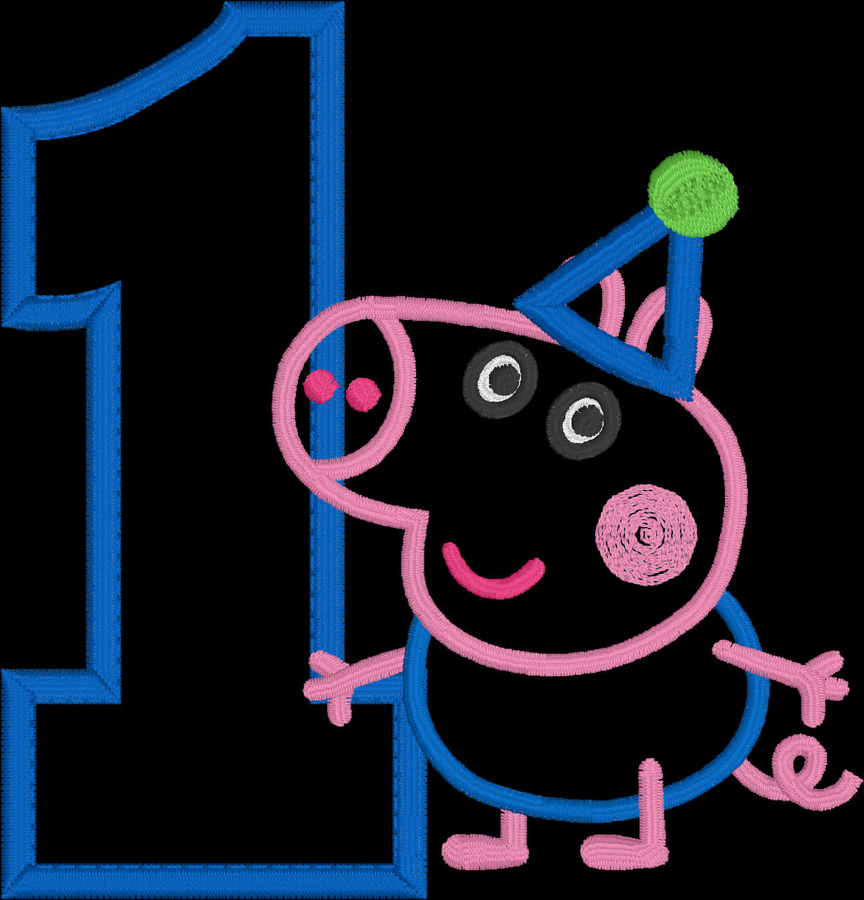 A Cartoon Pig With A Number One