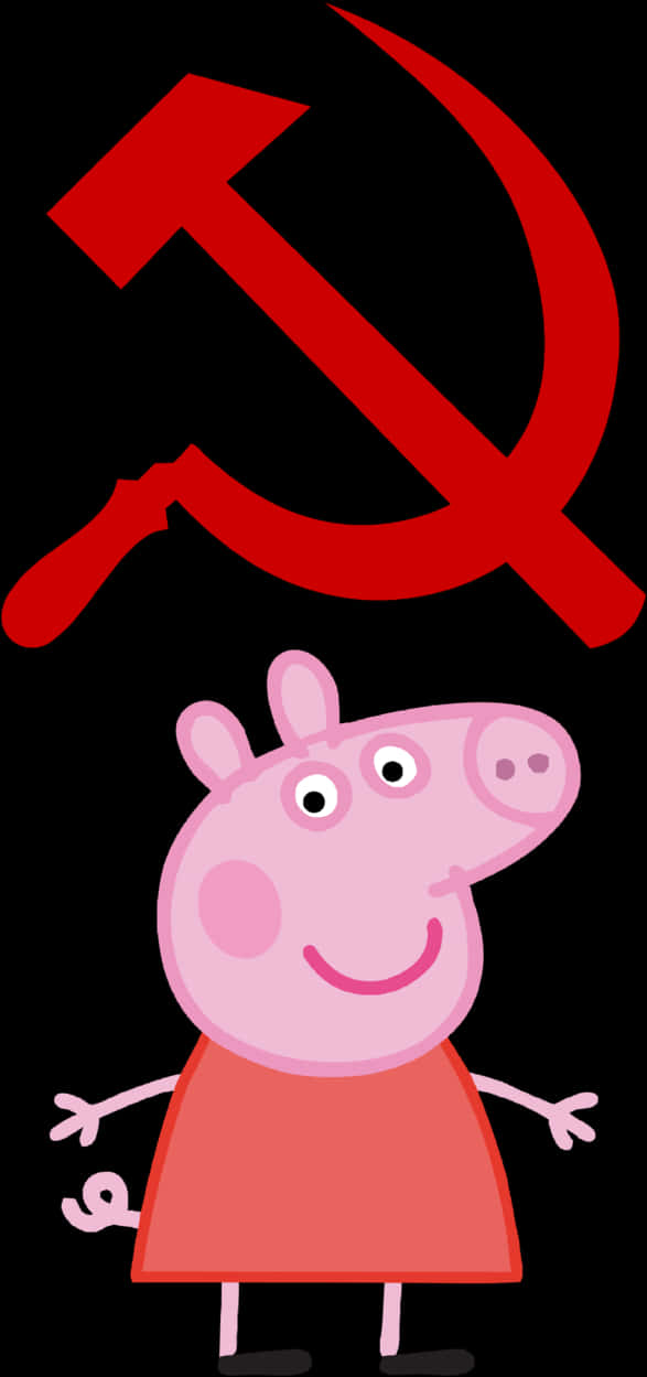 A Cartoon Pig With A Red X And A Hammer