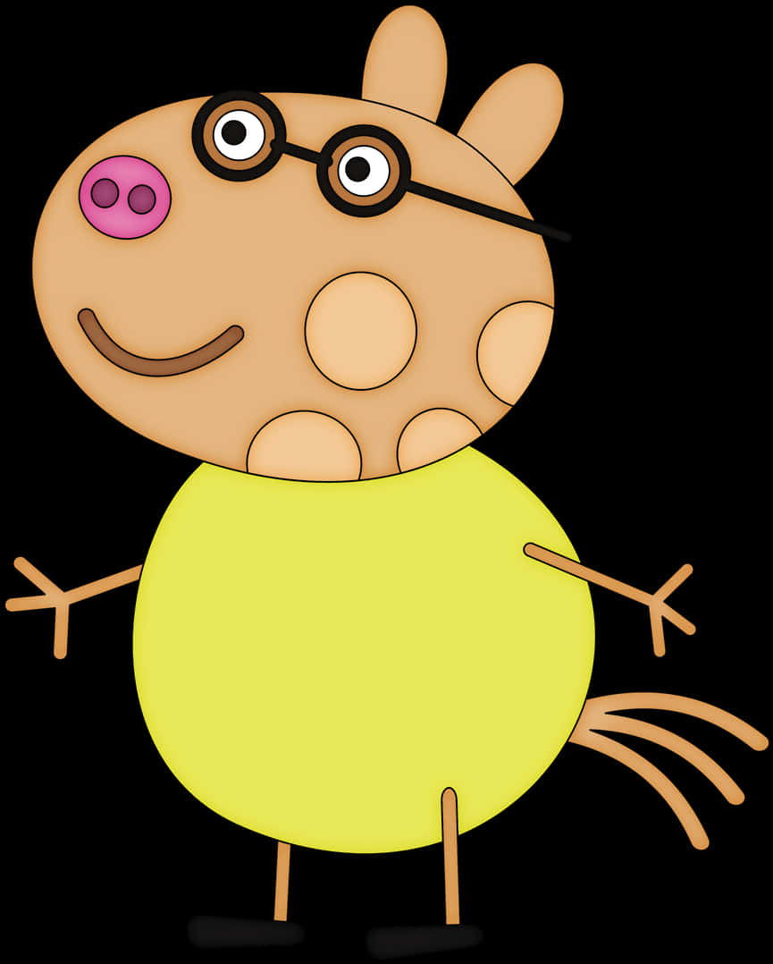 A Cartoon Of A Pig Wearing Glasses