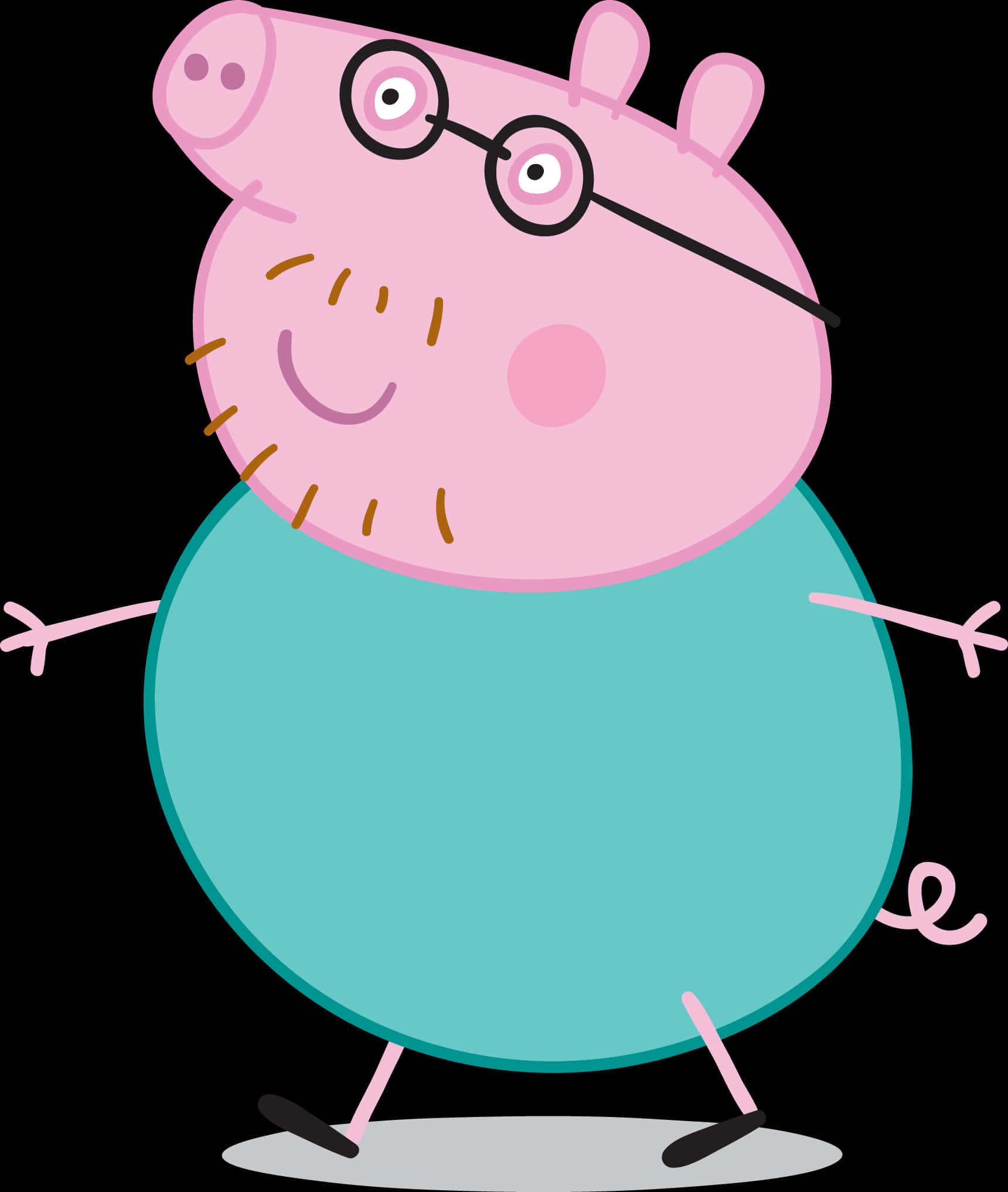 A Cartoon Pig Wearing Glasses