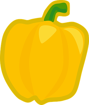 A Yellow Bell Pepper With Green Stem