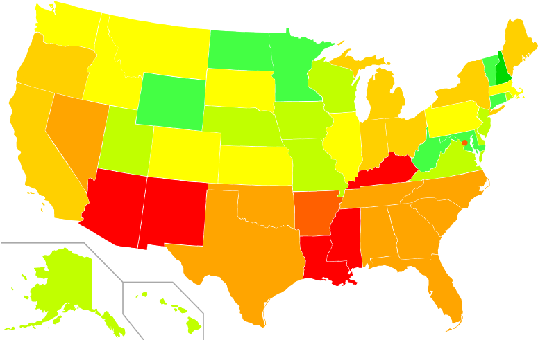 Percent Living At Less Than 100 Percent Poverty In - Us Political Map, Hd Png Download