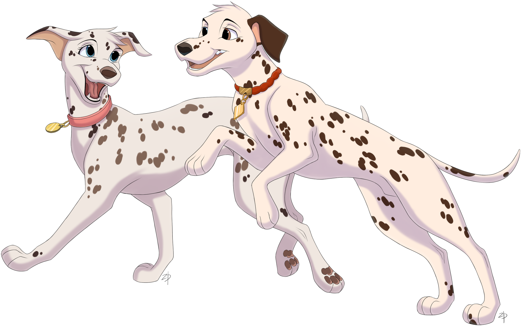 A Cartoon Of Two Dogs