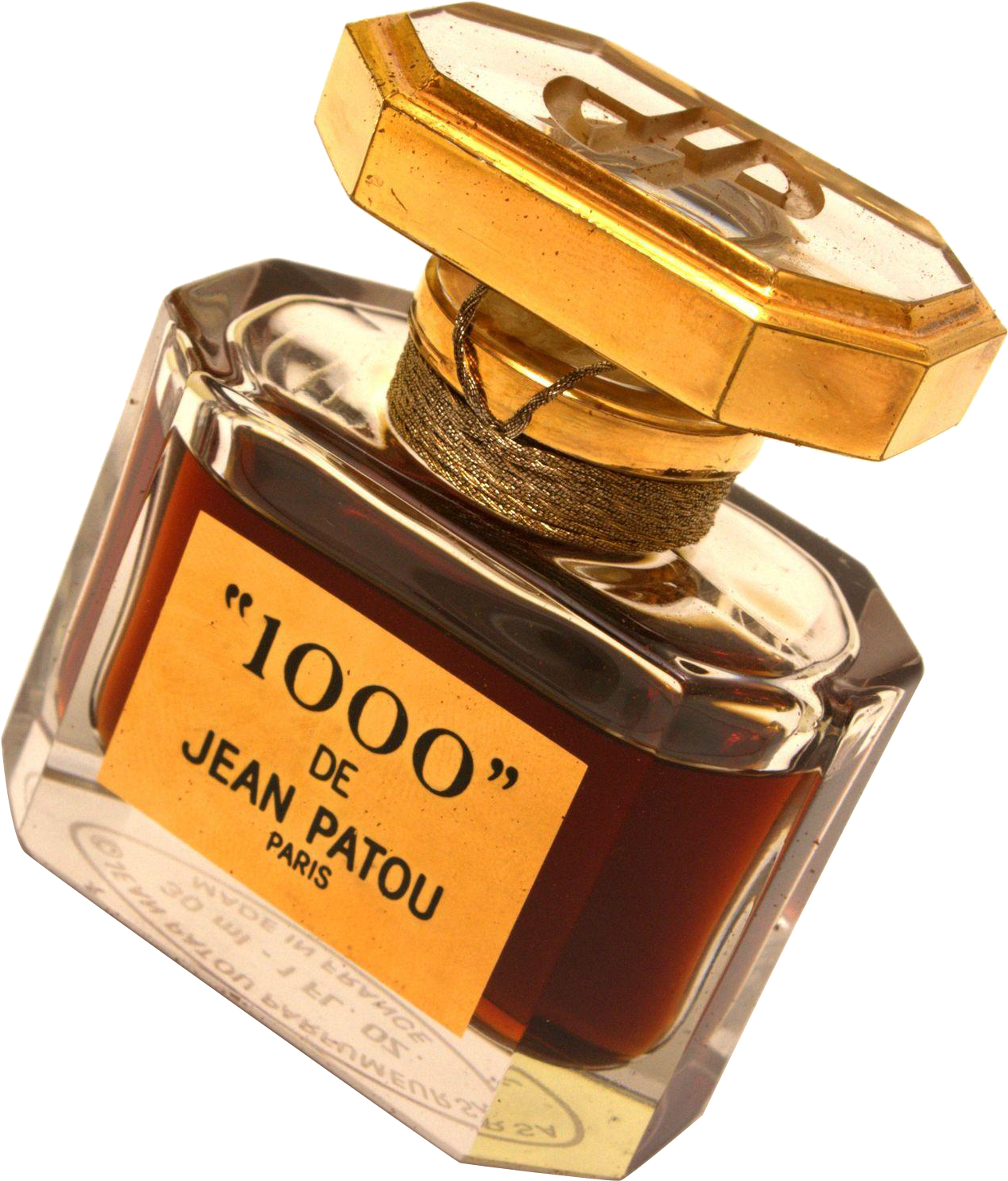 A Bottle Of Perfume With A Gold Cap