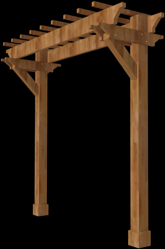A Wooden Structure With A Black Background