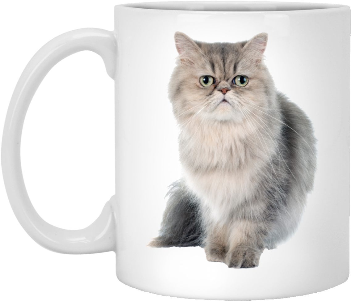 A White Coffee Mug With A Cat On It
