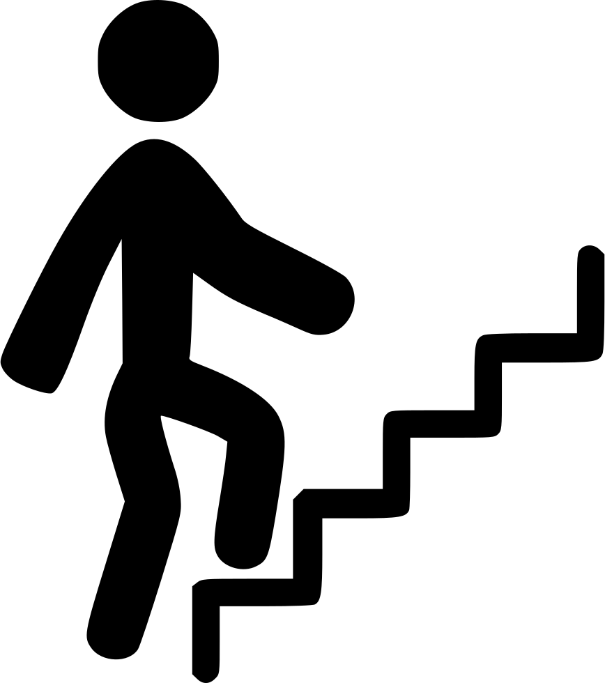 A Person Walking Up The Stairs