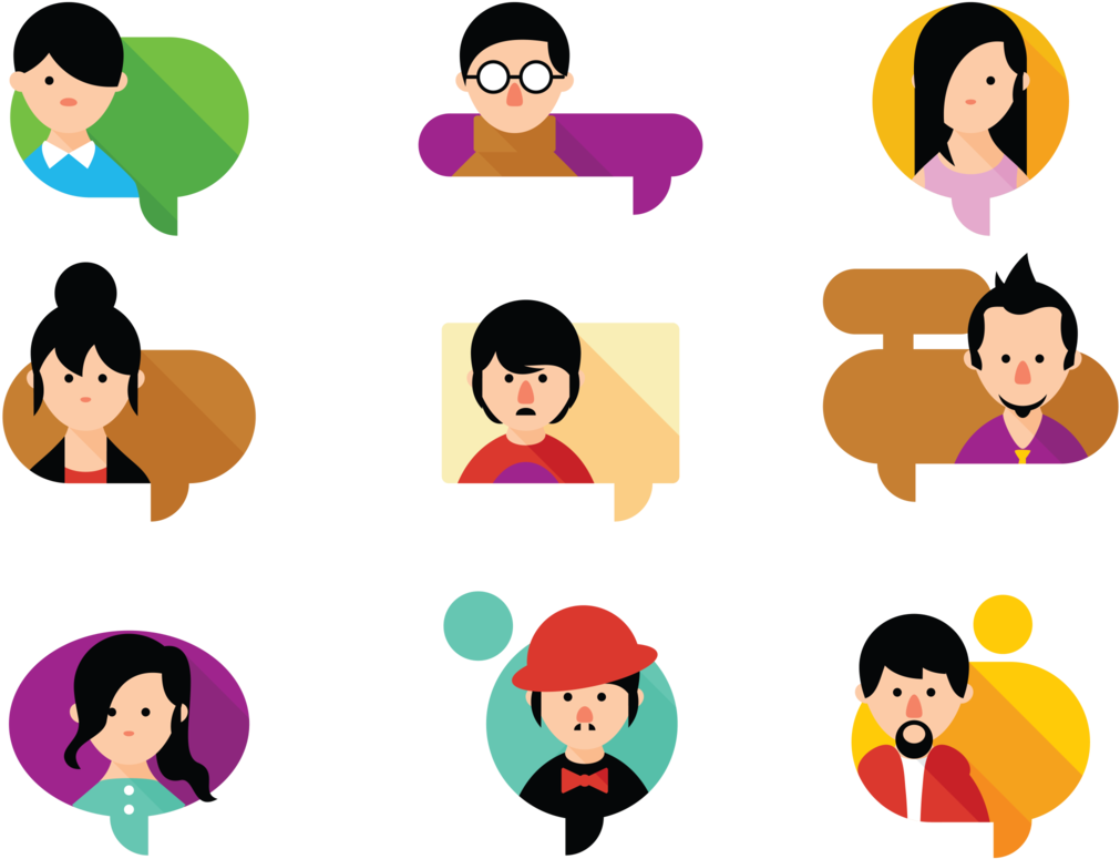 A Group Of People With Different Colored Speech Bubbles