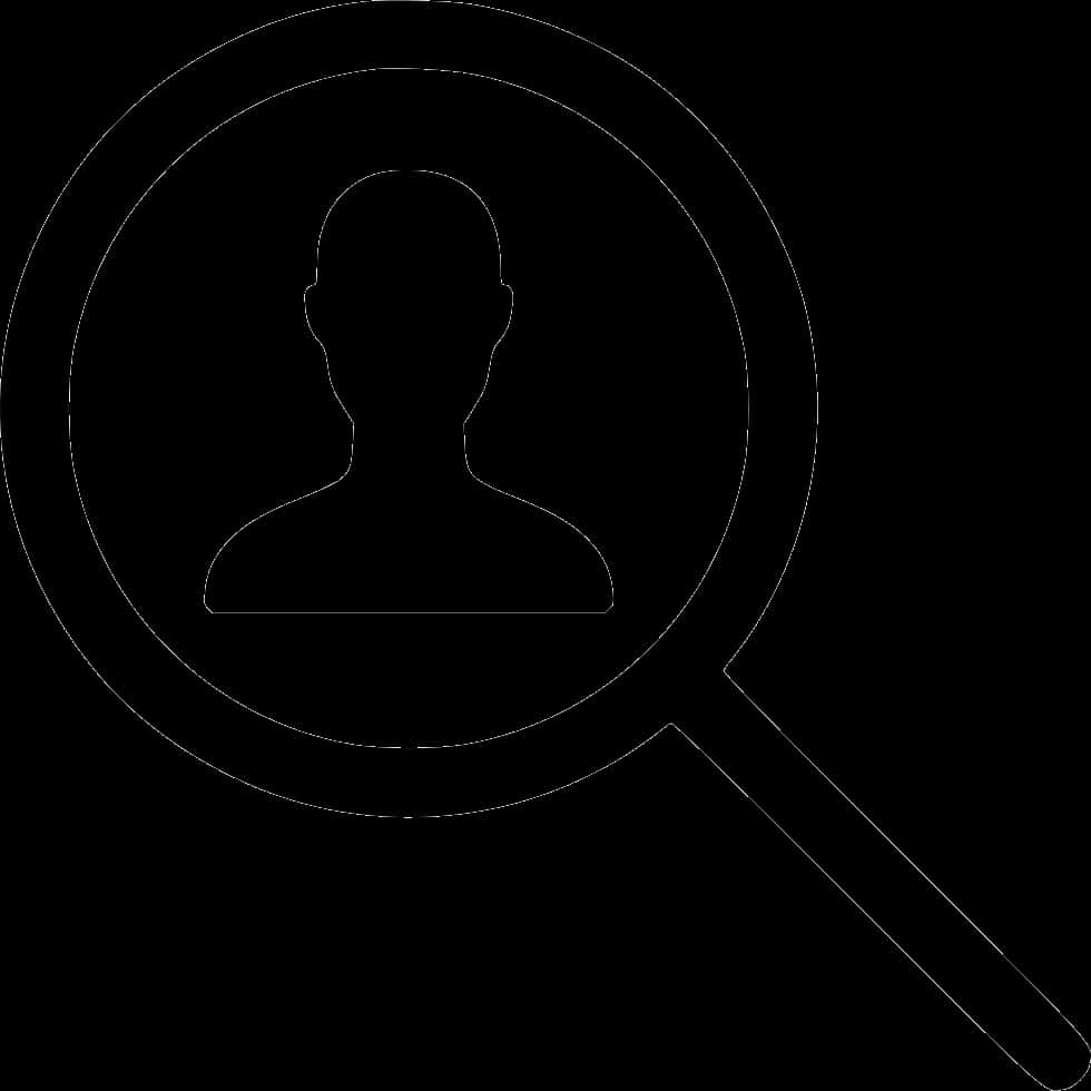 A Black Magnifying Glass With A Person's Profile