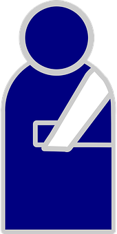 A Blue And White Icon With A White Arm Sling