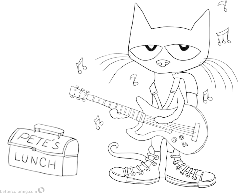 A Cartoon Cat Playing A Guitar