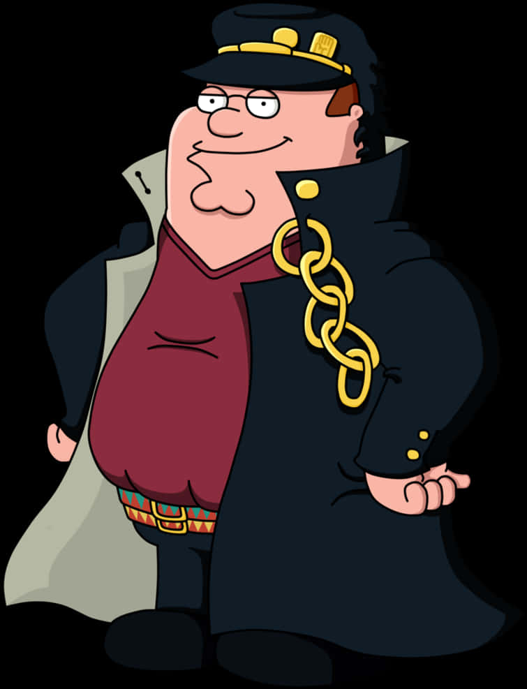 Cartoon A Cartoon Of A Man In A Black Coat