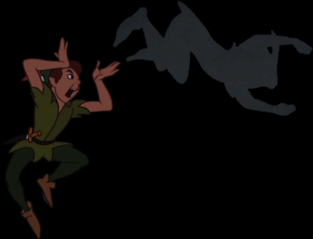 A Cartoon Of A Man Jumping And A Shadow Of A Ghost