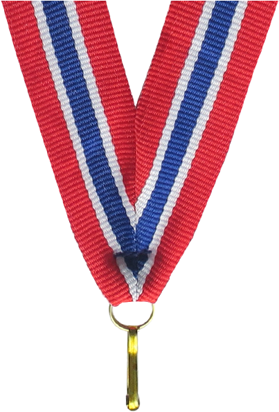 A Red White And Blue Ribbon With A Gold Key