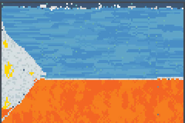 A Pixelated Image Of A Bird On A Blue And Orange Surface