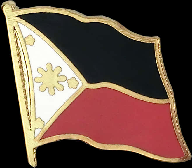A Pin With A Black And Red Flag