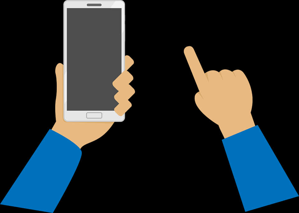 A Hand Holding A Phone And Pointing At Something