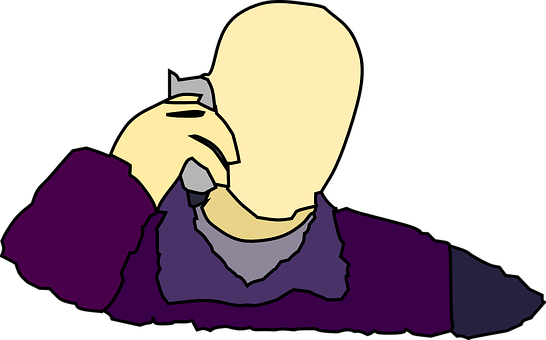 A Cartoon Of A Person Holding A Cell Phone