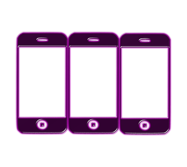A Row Of Purple Cell Phones