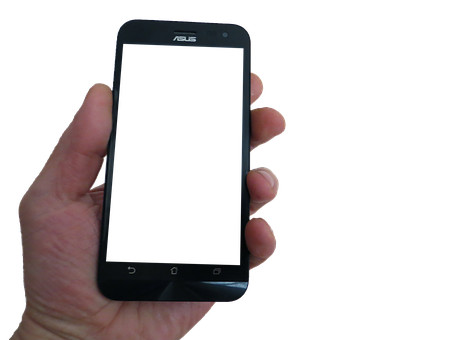 A Hand Holding A Black Cell Phone