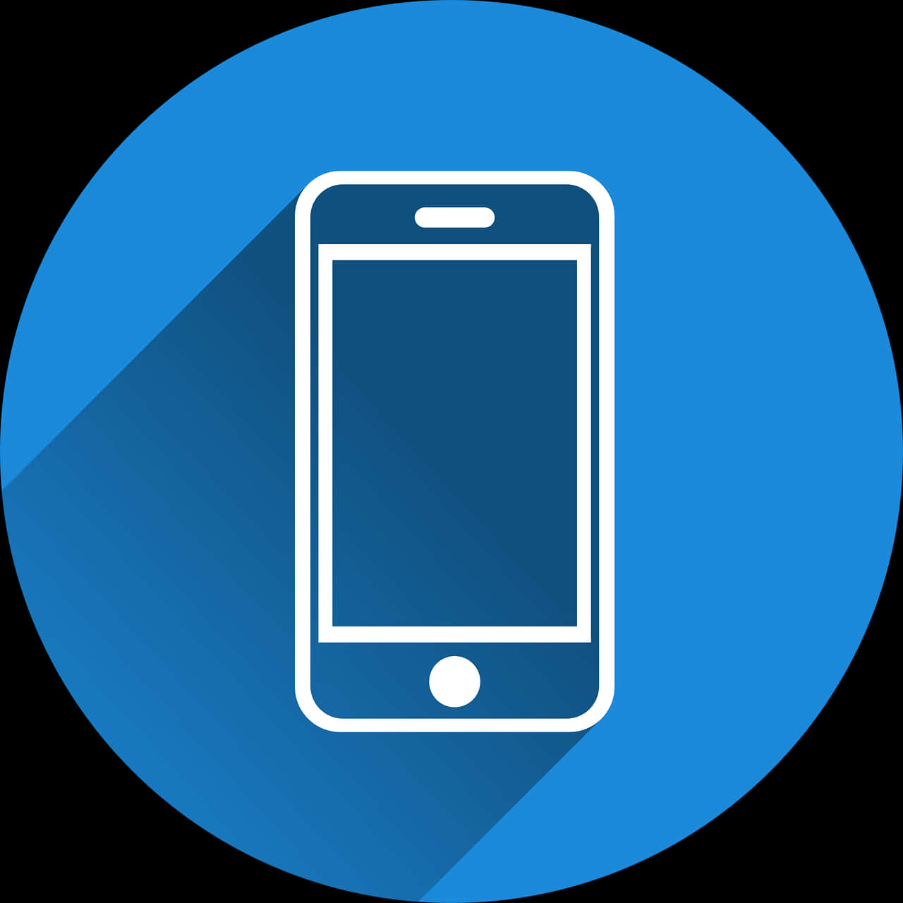 A White Cell Phone On A Blue Circle