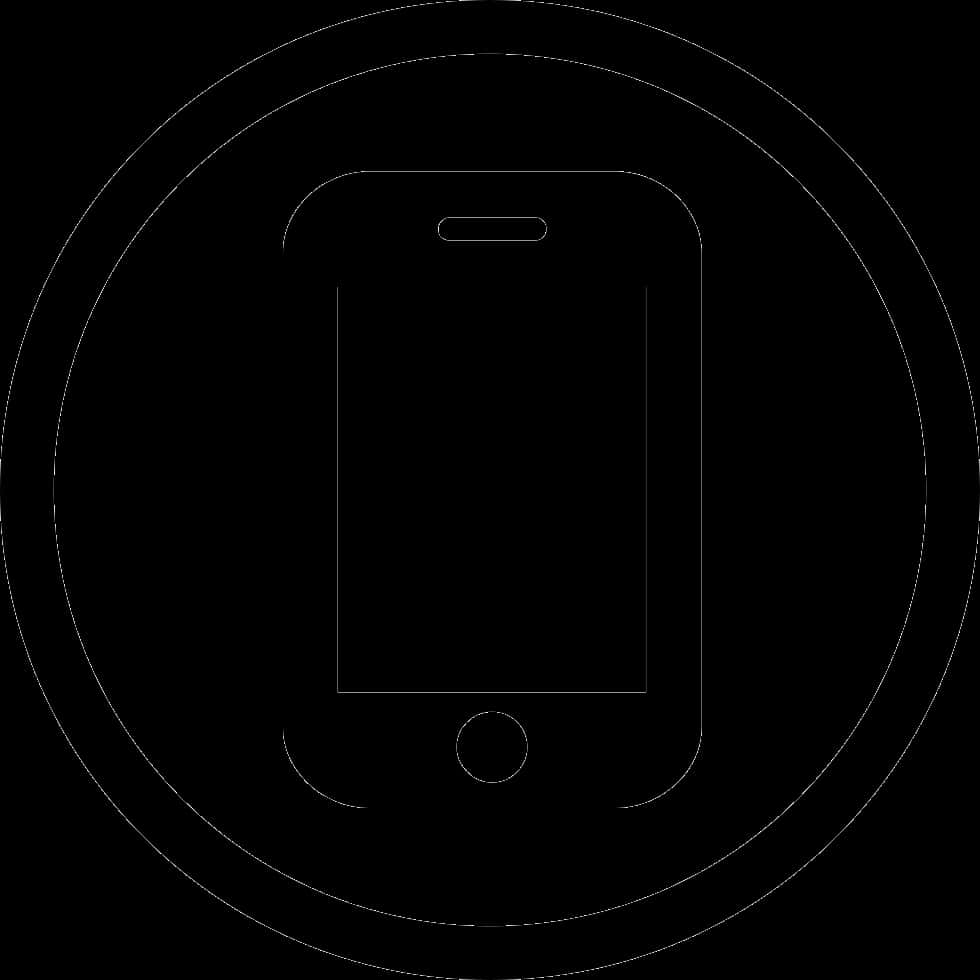 A Black And White Circle With A Cell Phone In It