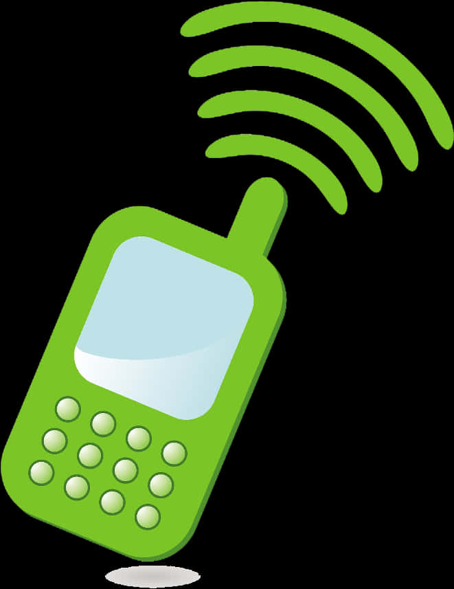 A Green Cell Phone With A Wifi Signal