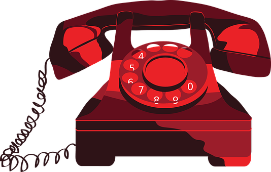 A Red Telephone With A Black Background