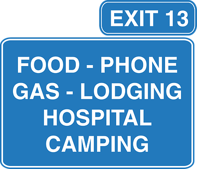 A Blue Sign With White Text