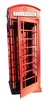 A Red Telephone Booth With A Black Background