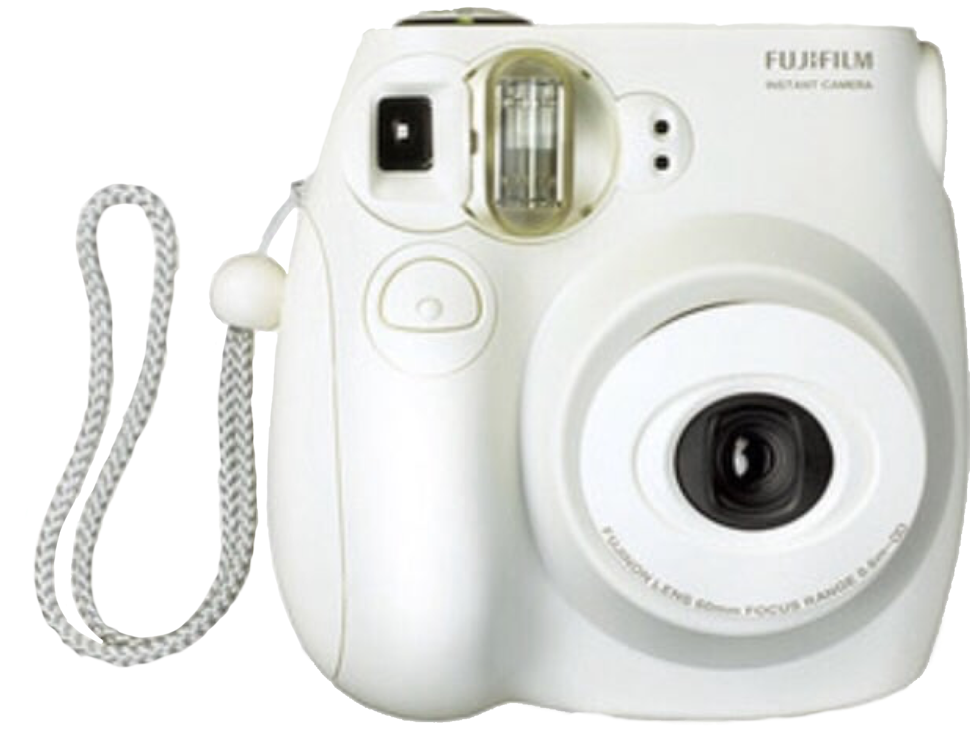 A White Camera With A Strap