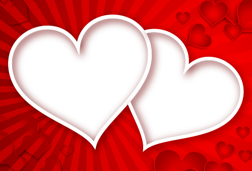 A Couple Of Black Hearts On A Red Background