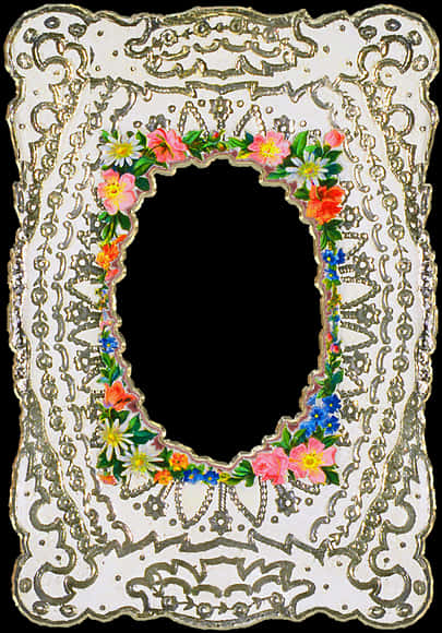 A White Frame With Flowers On It